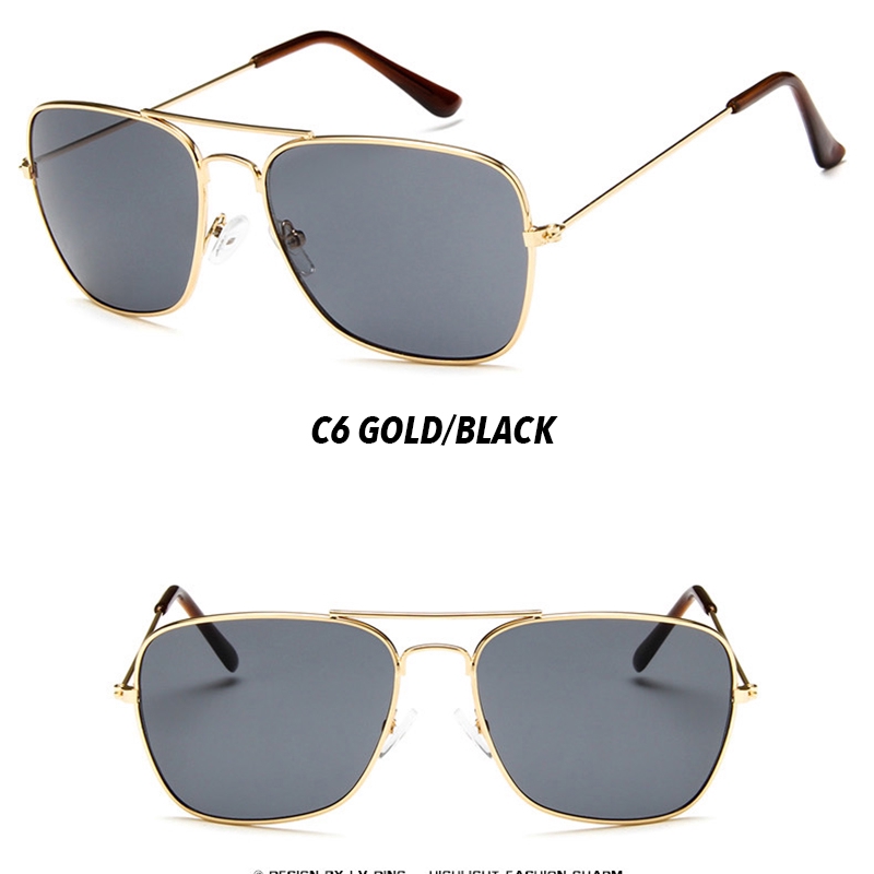 Kính mát gọng kim loại vuông trơn màu thời trang retro phương tây dành cho nam và nữ