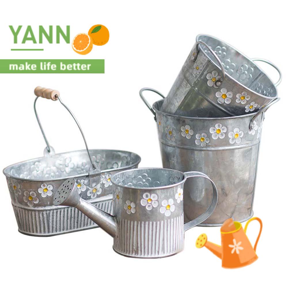 Chậu Hoa Bằng Sắt In Nổi Họa Tiết Phong Cách Vintage Dùng Trang Trí Nhà Cửa