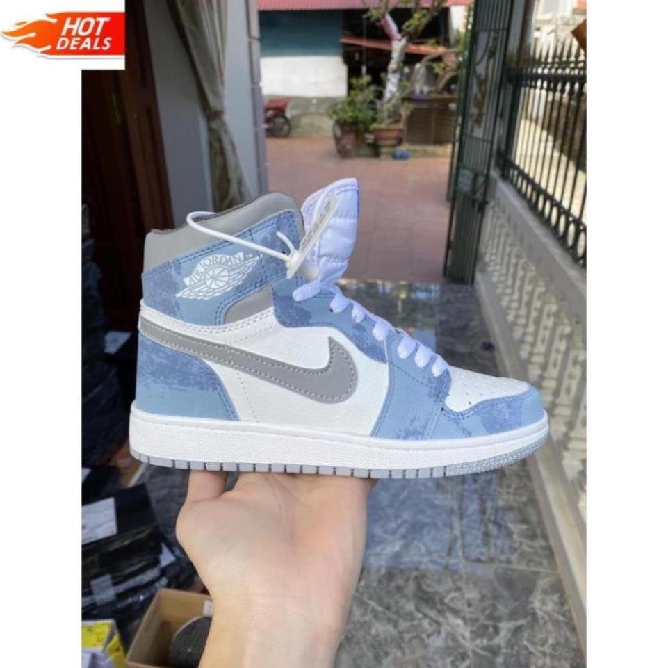 Giày Jordan cổ cao Hyper Royal xanh loang, Giày Jordan high xanh nỉ nam nữ bản đẹp full box bill ! $ ! ' > oii kol