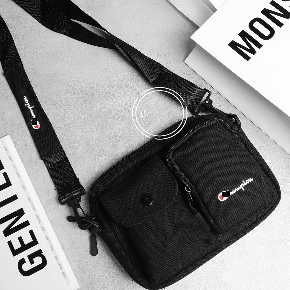 Túi đeo chéo canvas Champions✅FREESHIP✅Túi bao tử đeo chéo thời trang nam nữ| Túi đeo chéo mini Shoulder Bag