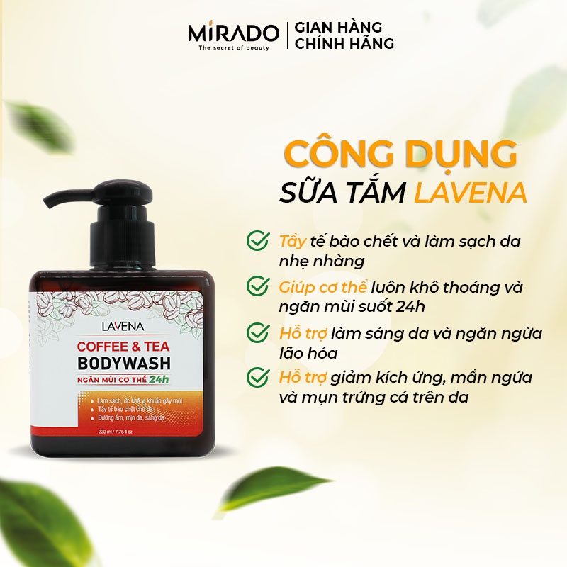 Combo Khử Mùi Cơ Thể, Diệt Khuẩn, Giảm Mụn Lưng, Sáng Da, Dưỡng Ẩm, Tấy Da Chết Lavena