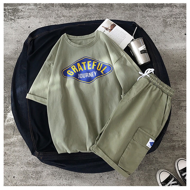 ⚡𝐅𝐫𝐞𝐞𝐒𝐡𝐢𝐩⚡ Bộ Thể Thao Nam Nữ Mùa Hè - Áo Thun Tay Lỡ Unisex Form Rộng Oversize - Áo Phông Đôi -Quần Đùi Short Kaki
