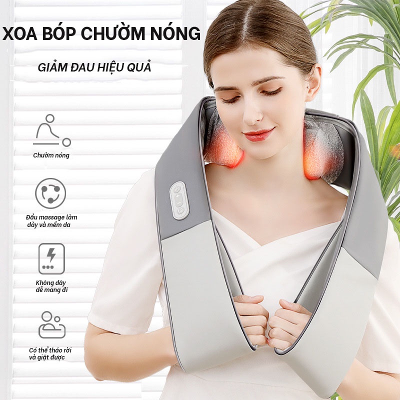 Đai Massage Cổ Vai Gáy, Chườm Nóng, Xoa Bóp Giúp Lưu Thông Máu,Giảm Đau Nhức, Mệt Mõi