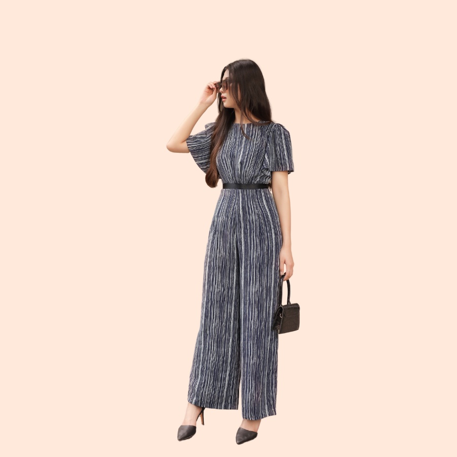Jumpsuit nữ dài ống suông, tay loe, chất liệu cotton linen nhẹ mát CLARA MARE JUM4003
