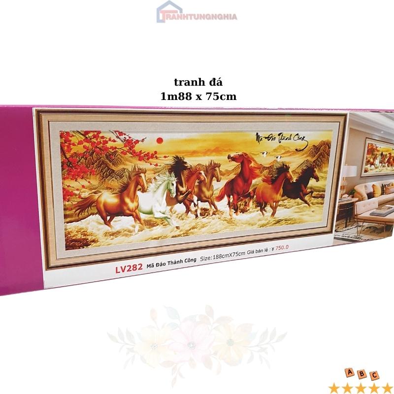 Tranh đính đá, tranh thêu chữ thập mã đáo thành công 1m88 x 75cm