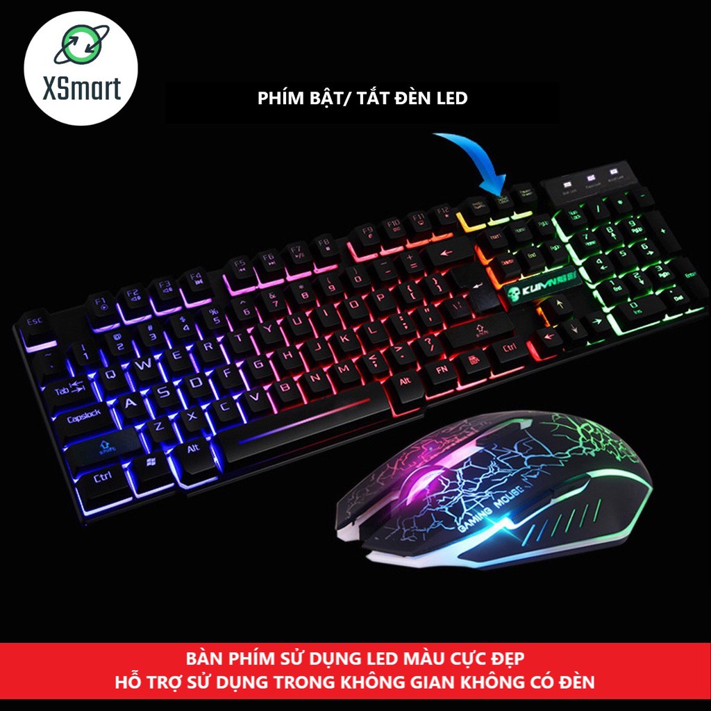 Bộ Bàn Phím Và Chuột giả cơ GAMING T6 LED 7 MÀU CAO CẤP, TẶNG LÓT CHUỘT Game ĐẸP