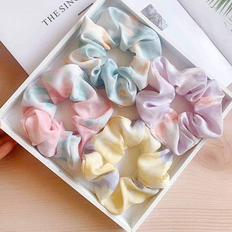 Chun cột tóc Scrunchies mầu loang lổ