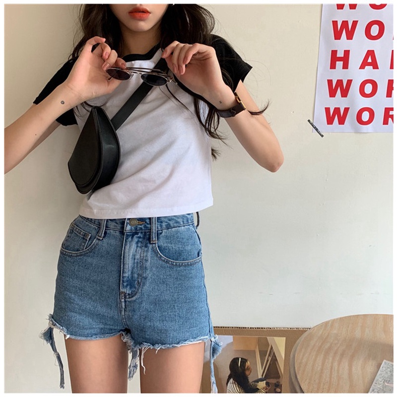 Áo Thun Lửng Tay Ngắn Lưng Cao Thời Trang Quyến Rũ Cho Nữ áo thun form rộng，áo thun nữ form rộng，áo thun nữ tay ngắn，áo thun unisex tay lỡ，áo thun form rộng nữ，áo thun basic，áo thun tay lỡ form rộng，áo thun cotton