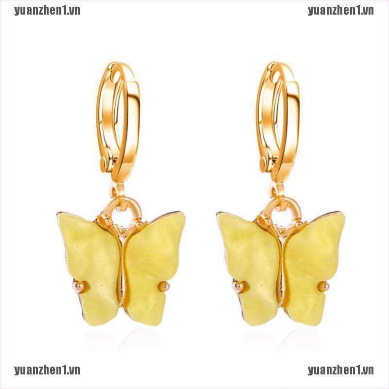 【YUANZHEN1】Colorful Acrylic Butterfly Stud Earrings Women Statement Jewelry Gi