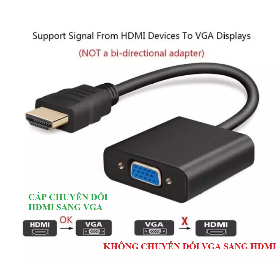 Cáp chuyển đổi HDMI sang VGA dùng chuyển đổi HDMI từ Android Box sang màn hình vi tính LCD, Tivi, máy chiếu