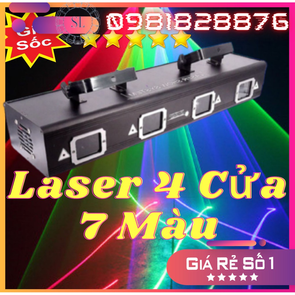 Đèn Laser Quét Tia Đèn Laser 4 cửa 7 Màu Cho Phòng Bay Phòng Karaoke Đèn Sân Khấu