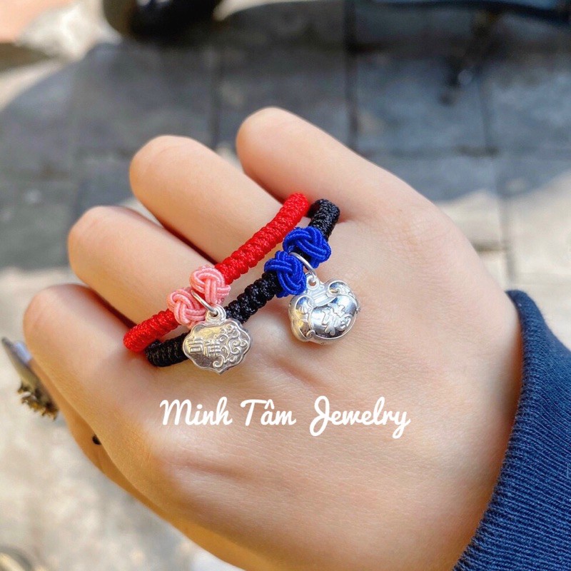 Vòng tay may mắn khoá trường mệnh bạc ta cho bé-Minh Tâm Jewelry