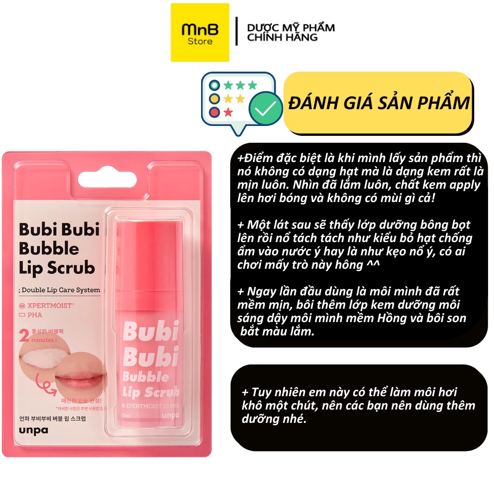 Tẩy tế bào chết môi sủi bọt Bubi Bubi Lip By Unpa hàn quốc 12ml