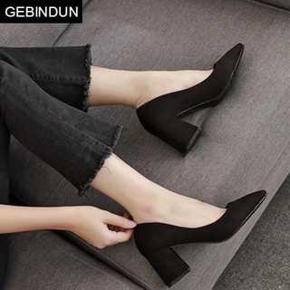 Giày Cao Gót Vuông 5cm Da Lộn Basic