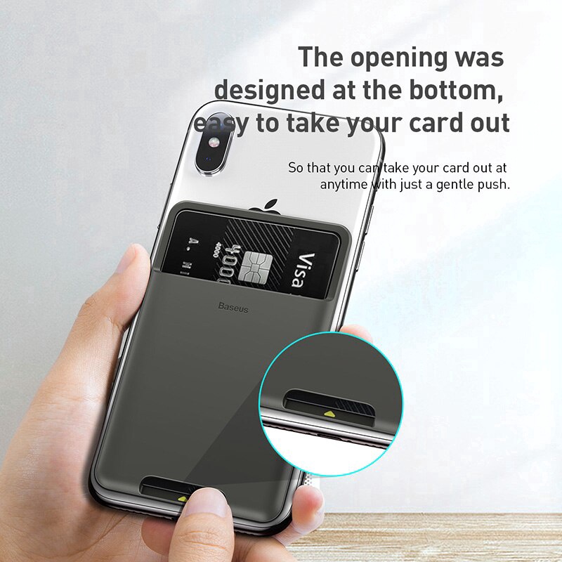 Miếng dán lưng điện thoại  Baseus - Ví đựng thẻ card ATM chất liệu silicon chắc chắn gắn lưng đt tiện lợi