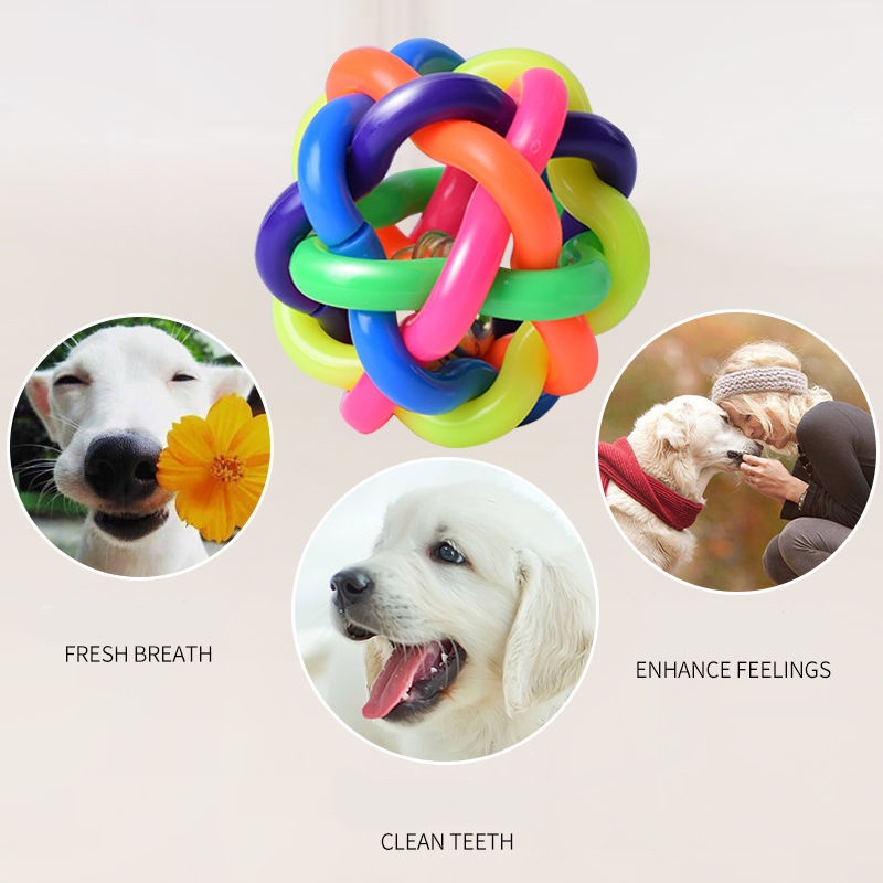 Bóng Cao Su Nhiều Màu Có Chuông Huấn Luyện Chó Mèo