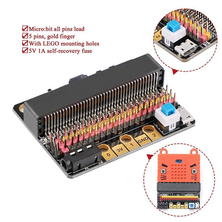 Mạch Micro:bit IOBIT V2.0 Chuyển Đổi Kết Nối IO Micro:bit Thành Header Đực Chuẩn 2.54mm