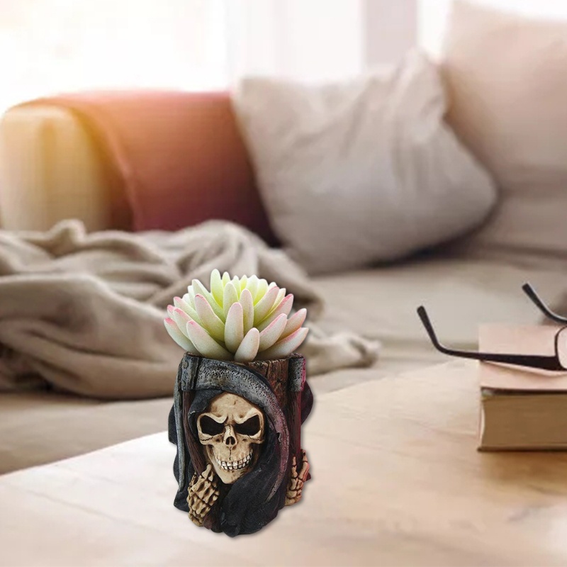 Khuôn Silicone Làm Chậu Hoa Thiết Kế Hình Đầu Lâu Độc Đáo