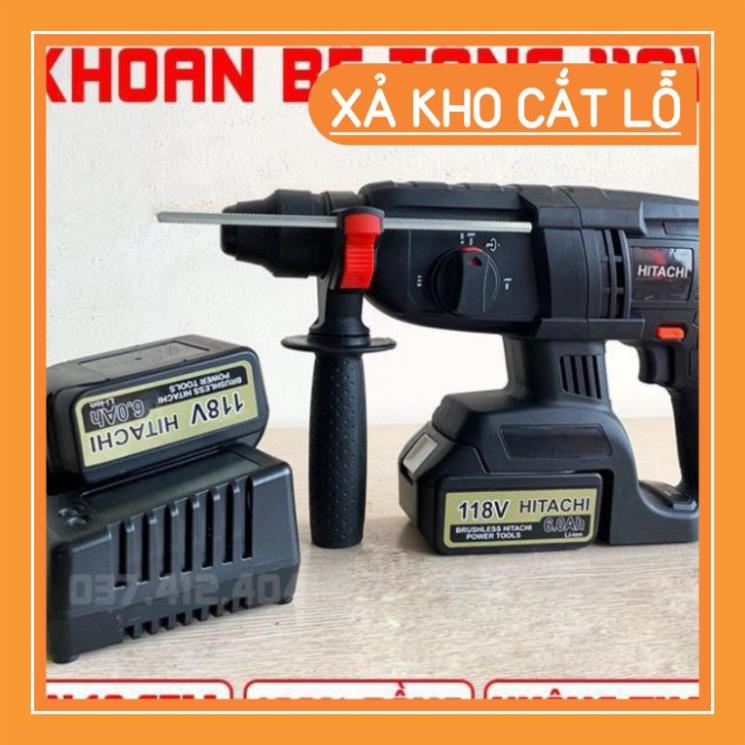 Máy Khoan Bê Tông  Pin HITACH 118v, máy khoan đục bê tông siêu khỏe siêu bên máy dùng pin tiện dụng cho công trình .