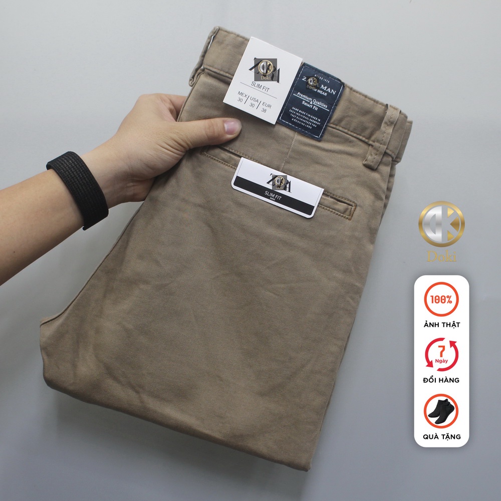 Quần Kaki Nam Cao Cấp Nâu nhạt, Dáng ôm nhẹ, Chất vải co giãn Thoải Mái, DOKI KC-24