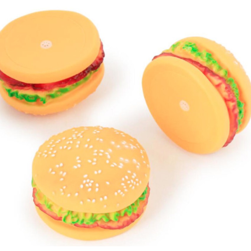 Đồ chơi cho chó mèo bánh hamburger bằng nhựa có kèn kêu chíp chíp đáng yêu