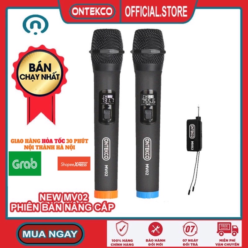 Bộ 2 Micro không dây MV-01/MV02 karaoke chuyên nghiệp