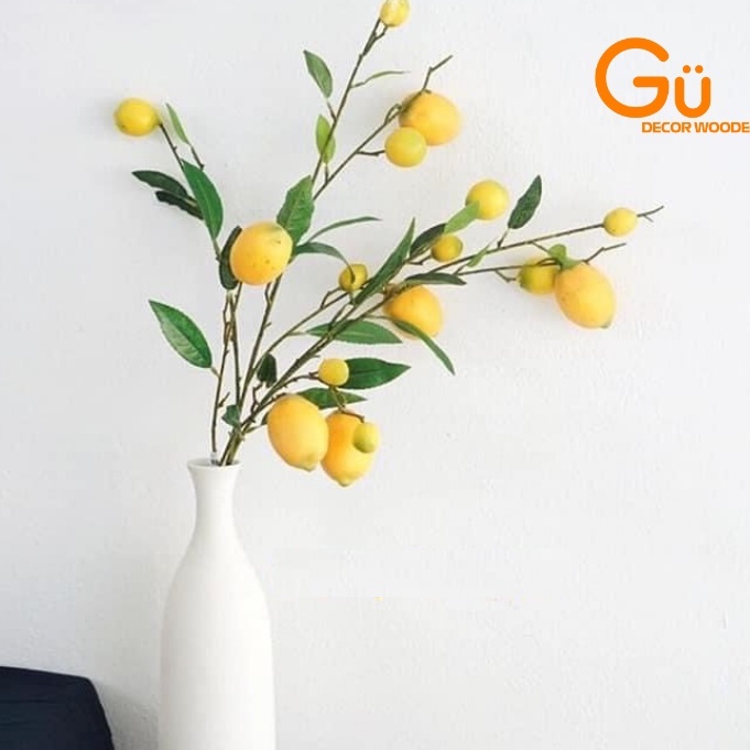 Cây quả chanh, cây chanh giả trang trí cành cao 100cm giống thật - Gu Decor Wooden