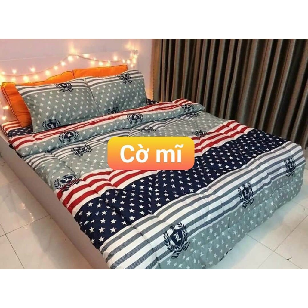 (Giá sỉ)  Trọn bộ 5 món ga gối chăn phao dày mẫu Tim đỏ new chất poly cotton nhiều mẫu mới (gạt trái xem thêm mẫu)