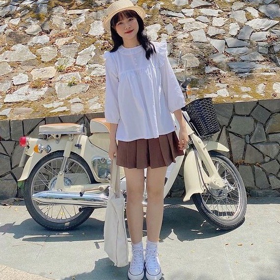 Chân váy tennis trơn học sinh Hàn Quốc, Chân váy xếp ly dáng ngắn 2 size S, M