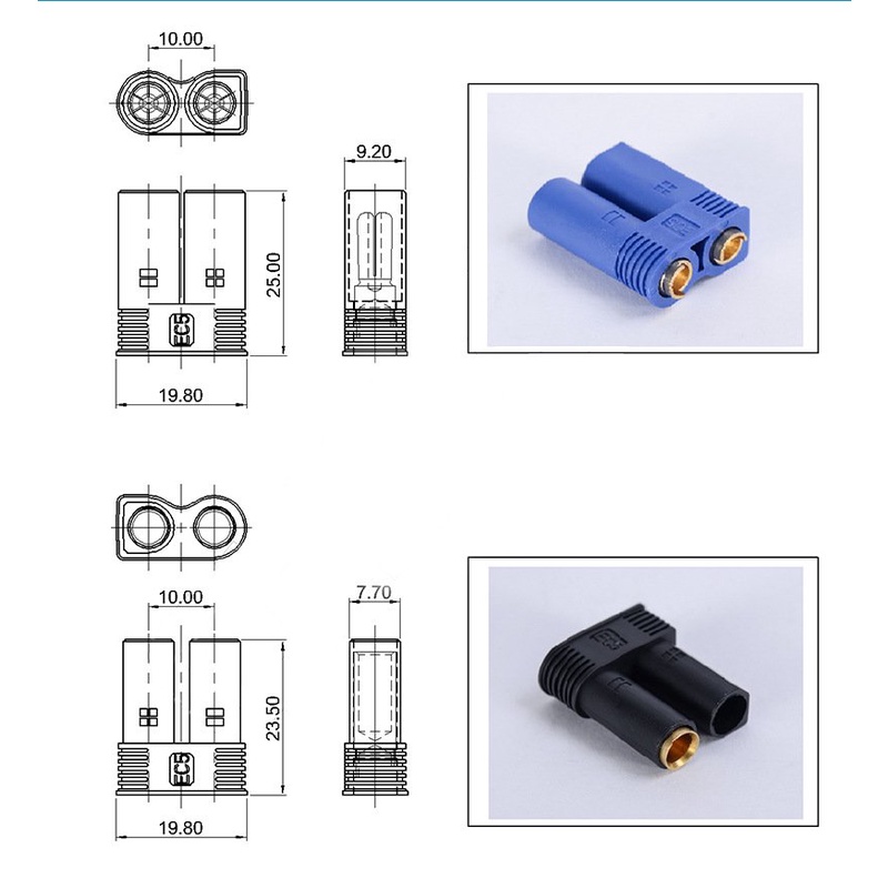 Jack EC5 Connector - Phích nối nguồn điện cho thiết bị điện công suất lớn, RC ESC Motor đồ chơi điều khiển