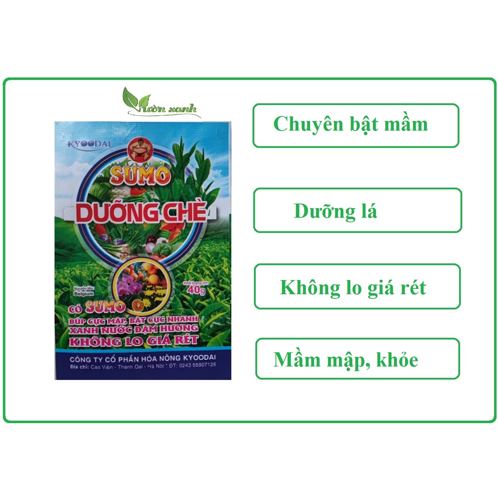 Phân bón SUMO chuyên dưỡng lá, bật búp nhanh, không lo giá rét dùng cho mọi loại cây (40gr) NPK 30-10-10