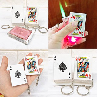 [Hot] BẬT LỬA KHÈ, MÓC KHÓA HÌNH LÁ BÀI (CÓ ĐÈN LED NHẤP NHÁY KHI QUẸT) - (XÀI GAS)