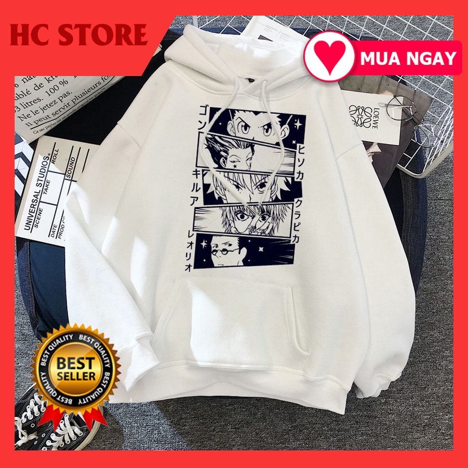 💖XẢ KHO 💥 Áo hoodie Hunter X Hunter Killua Zoldyck Anime nỉ màu trắng độc đẹp giá siêu rẻ💖