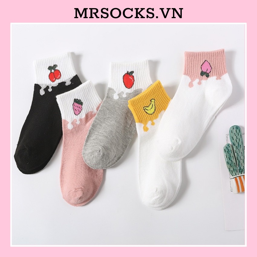 Vớ Tất Ngắn Trái Cây Phối Màu Cotton kháng khuẩn hàng loại 1 bao đổi trả dành cho cả nam và nữ