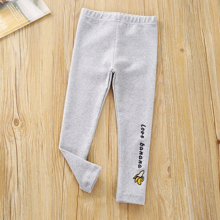 Quần legging thu đông bé gái 6-45kg chất cotton co giãn 4 chiều hình thêu hoa quả