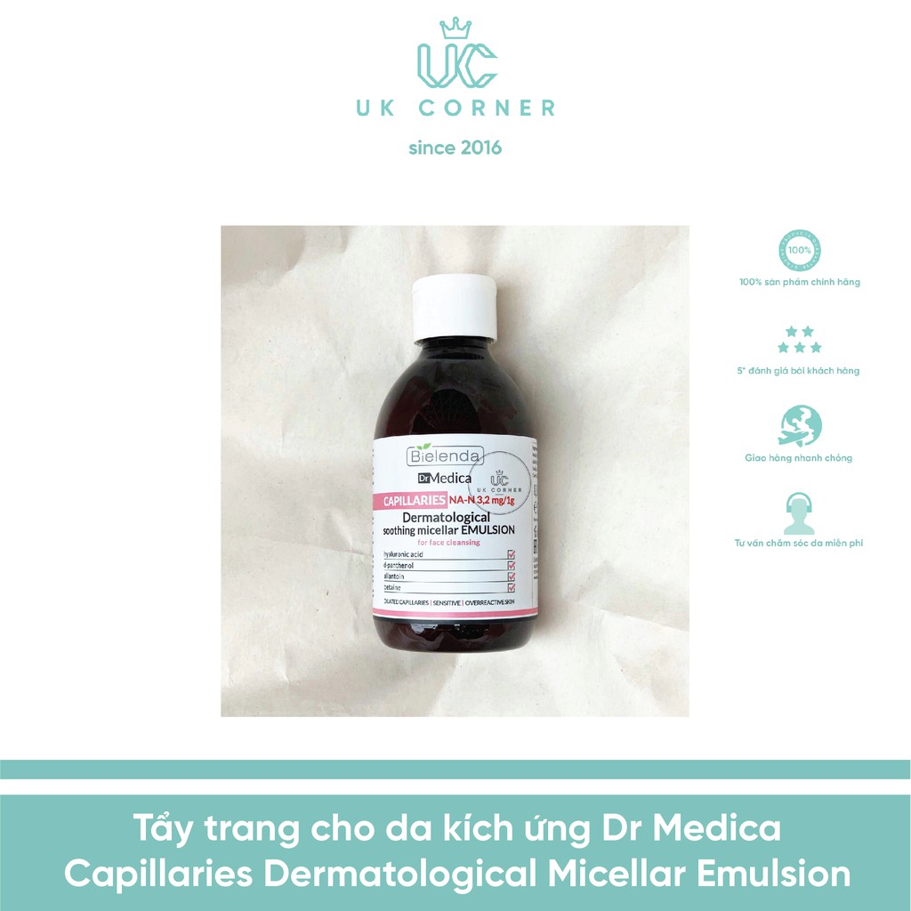 Tẩy trang cho da kích ứng Dr Medica Capillaries Dermatological Micellar Emulsion