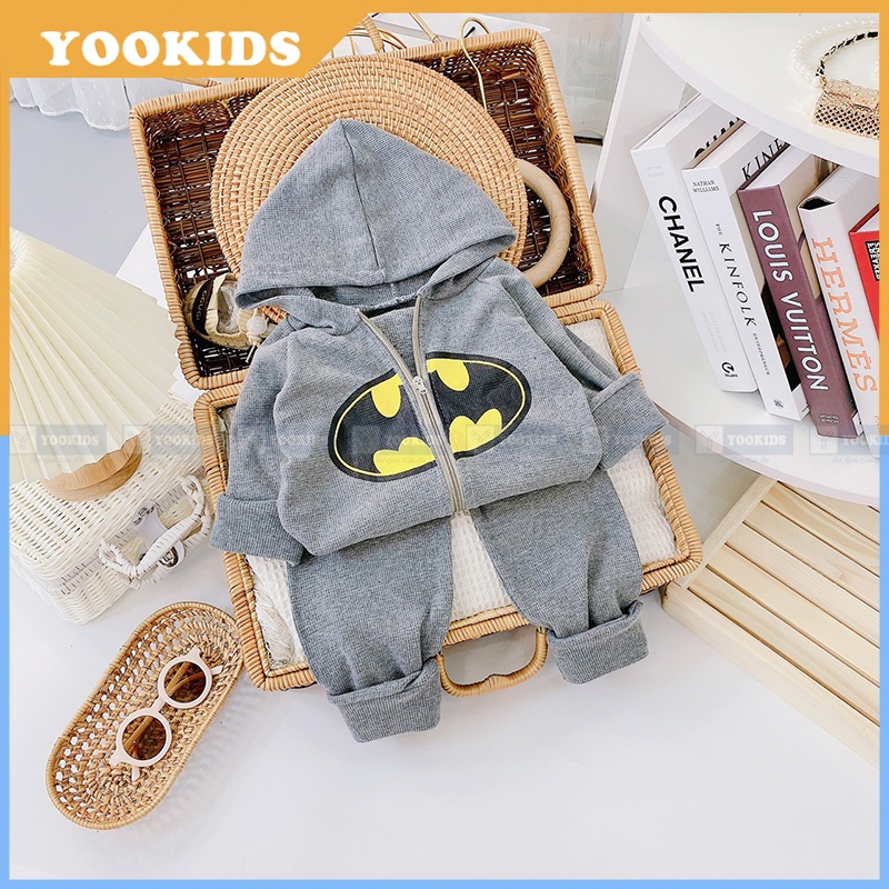 Bộ thu đông bé trai YOOKIDS chất xốp tổ ong mềm min dày ấm in hình siêu nhân người nhện cho bé 1 2 3 4 tuổi