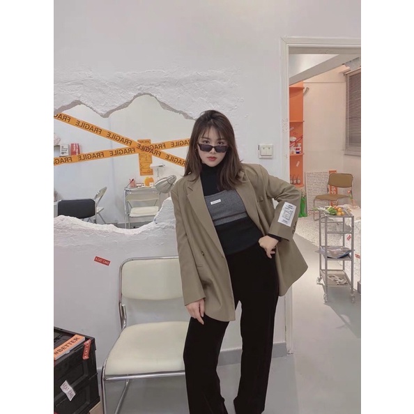 Áo khoác blazer cổ vest form rộng màu vintage