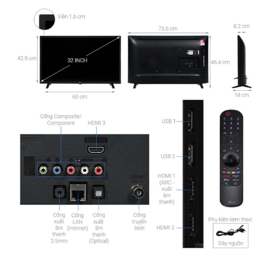 32LM636BPTB MIỄN PHÍ CÔNG LẮP ĐẶT Smart Tivi LED LG 32 inch 32LM636BPTB