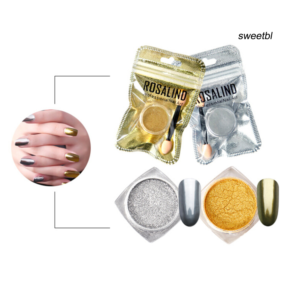 Nhũ kim tuyến trang trí móng tay Rosalind hiệu ứng tráng gương kèm que xốp diy