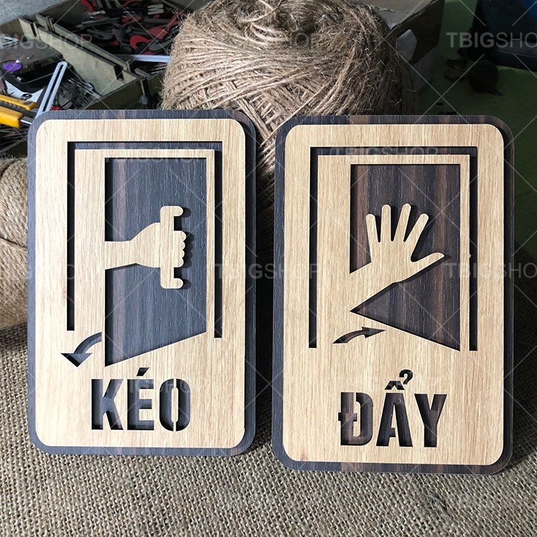 Bảng gỗ kéo đẩy - Bảng gỗ handmade - Decor quán cà phê nhà cửa - Quà tặng Gỗ