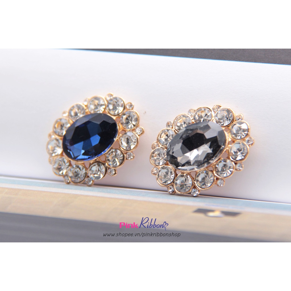 Charm đá oval màu đen/xanh