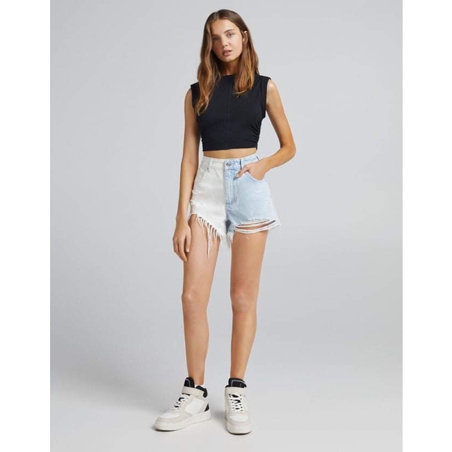 Quần short jean lưng cao 2 màu Berskha
