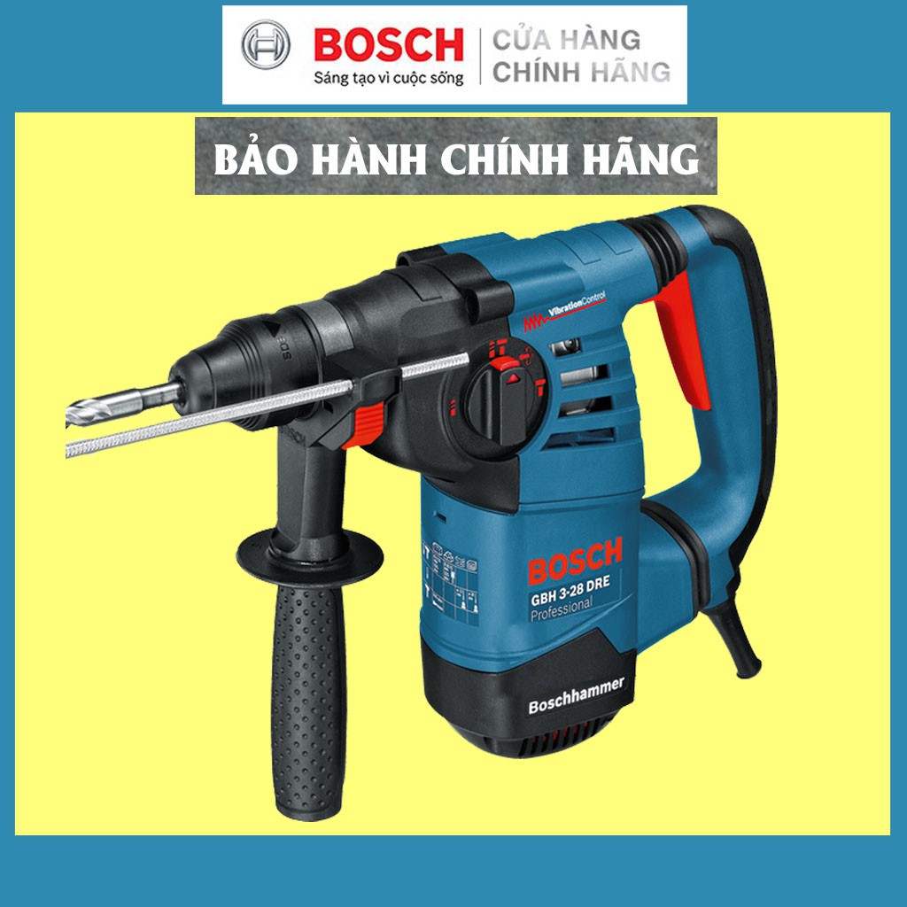 Máy Khoan Búa Bosch GBH 3-28 DRE (28MM-800W) - Chuyên Khoan Bê Tông, Đục, Bảo Hành Tại Các TTBH Toàn Quốc