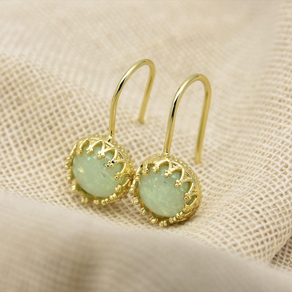 Khuyên tai vàng đính đá phong cách cổ điển thanh lịch dành cho nữ