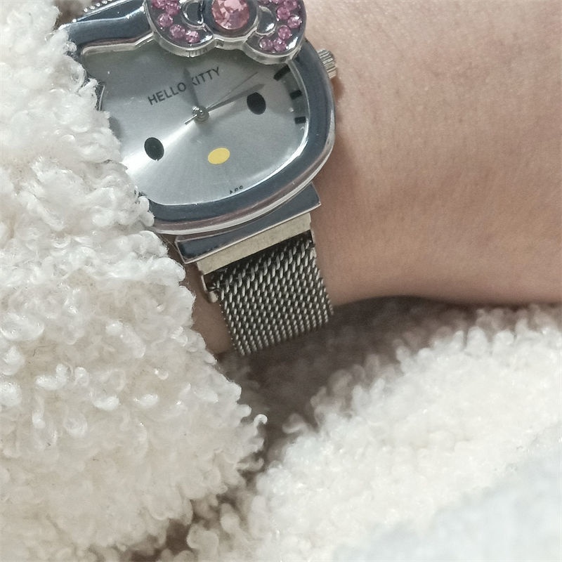 Đồng Hồ Đeo Tay Xiaohongshu Hình Hello Kitty Đính Đá Xinh Xắn