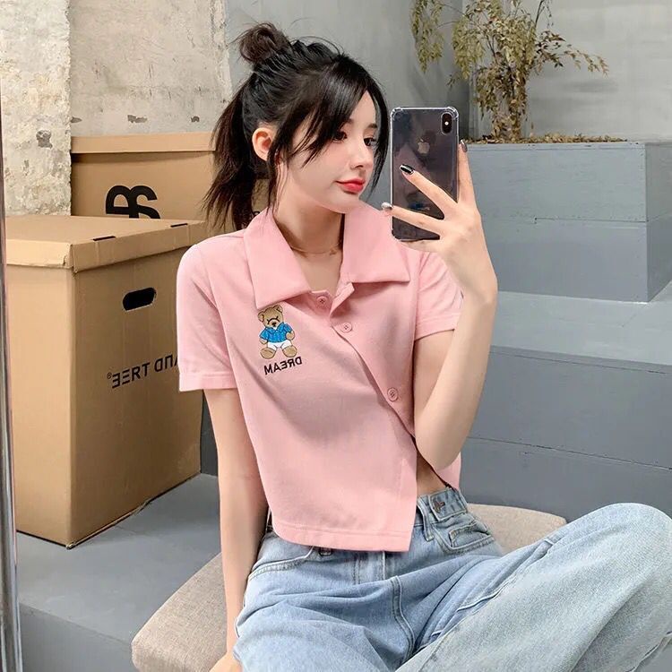 ❤️❤️Áo Croptop Cổ Bẻ Phối Nút Thời Trang Cho Nữ | BigBuy360 - bigbuy360.vn