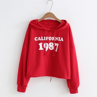 Áo Hoodie Lửng Tay Dài In Chữ Phong Cách Hàn Quốc Dành Cho Nữ