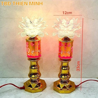 Giá 1 Cặp - Đèn Thờ Phật Hoa Sen LED 7 Màu-Tia Sáng Số 14