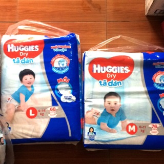 Tã dán huggies mẫu mới đủ size M76, L68,XL56
